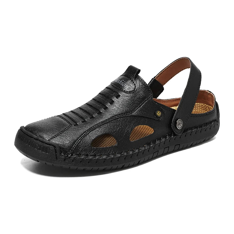 Herren-Sandalen Mode Leder Bequeme Sommer Outdoor-Strandschuhe Casual Dual-Use Rutschfeste Hochwertige Plateau-Pantoffeln