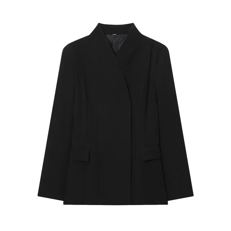 ETJ 2025 Damen-Anzugjacke im neuen Modedesign, dreidimensionaler Schnitt, hoher Kragen, schmale Anzugjacke und passende Freizeithose