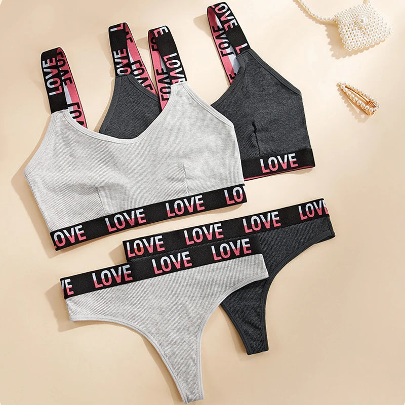 CINOON Sexy Push-Up-Oberteile-Set, Höschen mit niedriger Taille, kabellose Damenunterwäsche, Sport-BH-Set aus Baumwolle, rückenfreies Bralette-Dessous