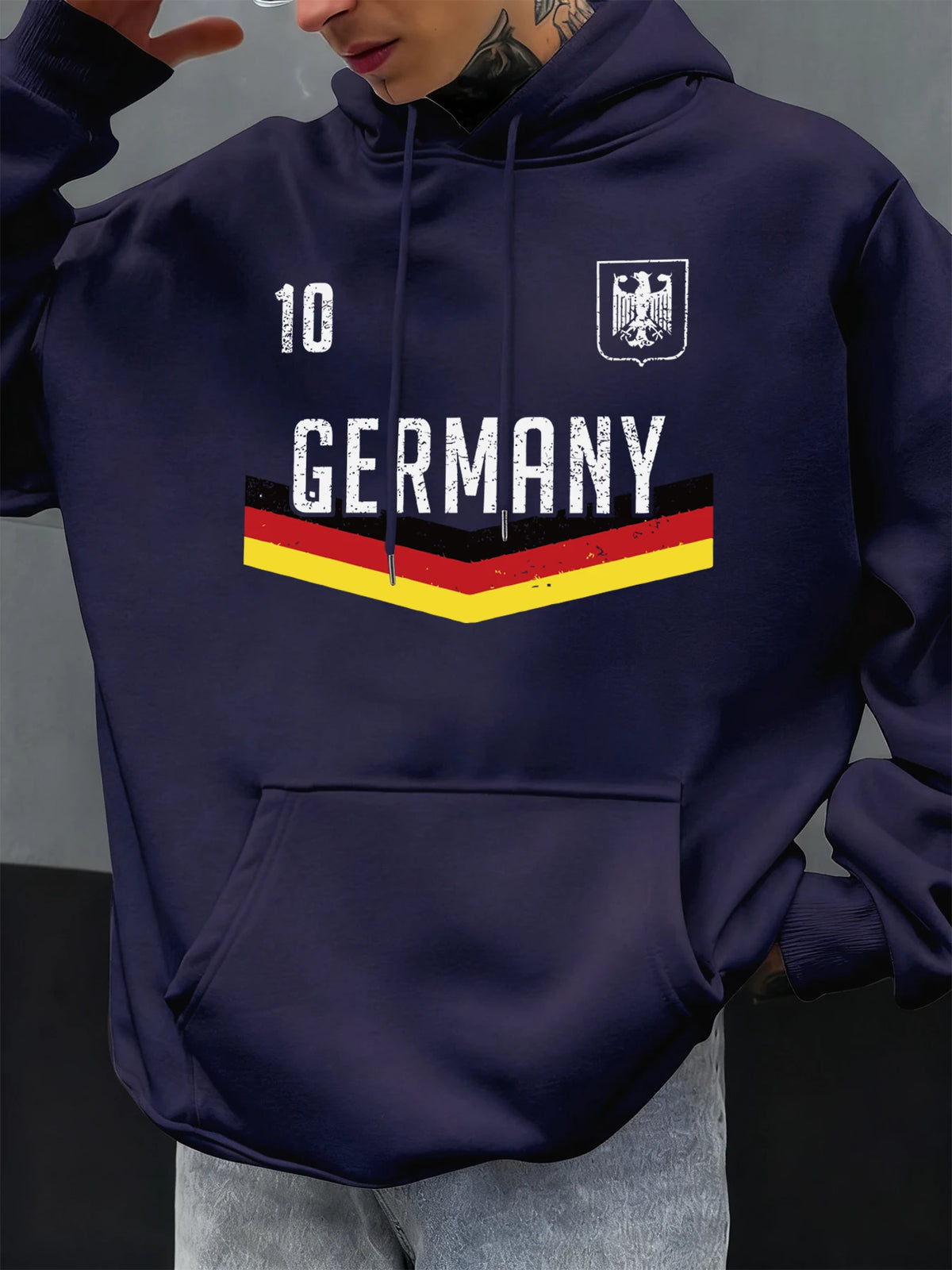 Deutschland Brief Drucke Herbst Männer Hoody Mehrfarbige Tasche Hoodies Casual Fleece Hoodie Komfortable Hip Hop Männliche Pullover
