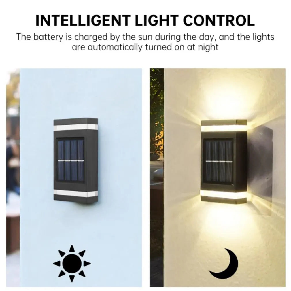 Solar-LED-Lampe für Außenbereich, Wasserdichte Wandleuchte mit Dämmerungssensor für Garten, Hof, Veranda, Gehweg, Camping und Zuhause