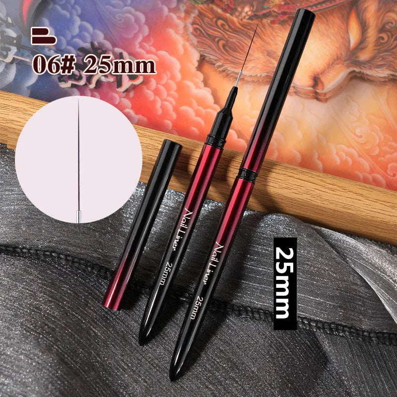 6/9/12/15/18/25mm Nail Art Liner Pinsel Gel-Nagelpinsel Gel-Nagellack Malerpinsel Zeichnen Nagelkunst Design Pinselstift