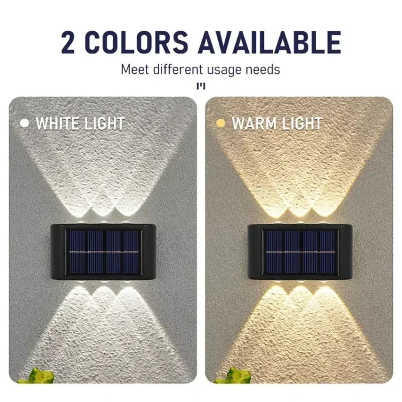 Solar-Außenwandleuchte, 12 LEDs, wasserdicht, Gartenleuchte, Hofbalustrade, dekorative Atmosphärenlampe, nach unten leuchtende Solarlampe