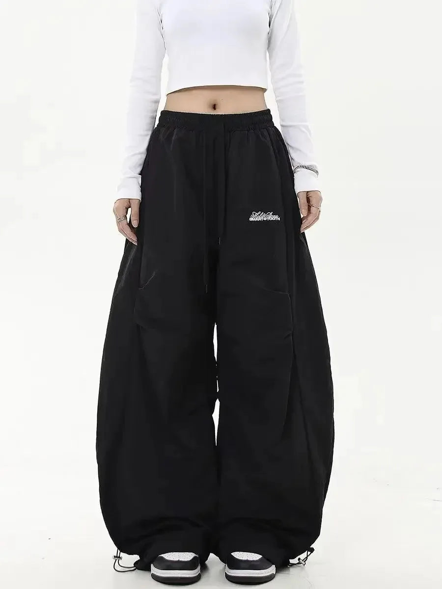 Retro Y2K Hip Hop Streetwear Casual Chic Passende Sweatpant Oversize frauen Breite Bein Hose Niedrige Taille Kordelzug Dame Cargo Hosen