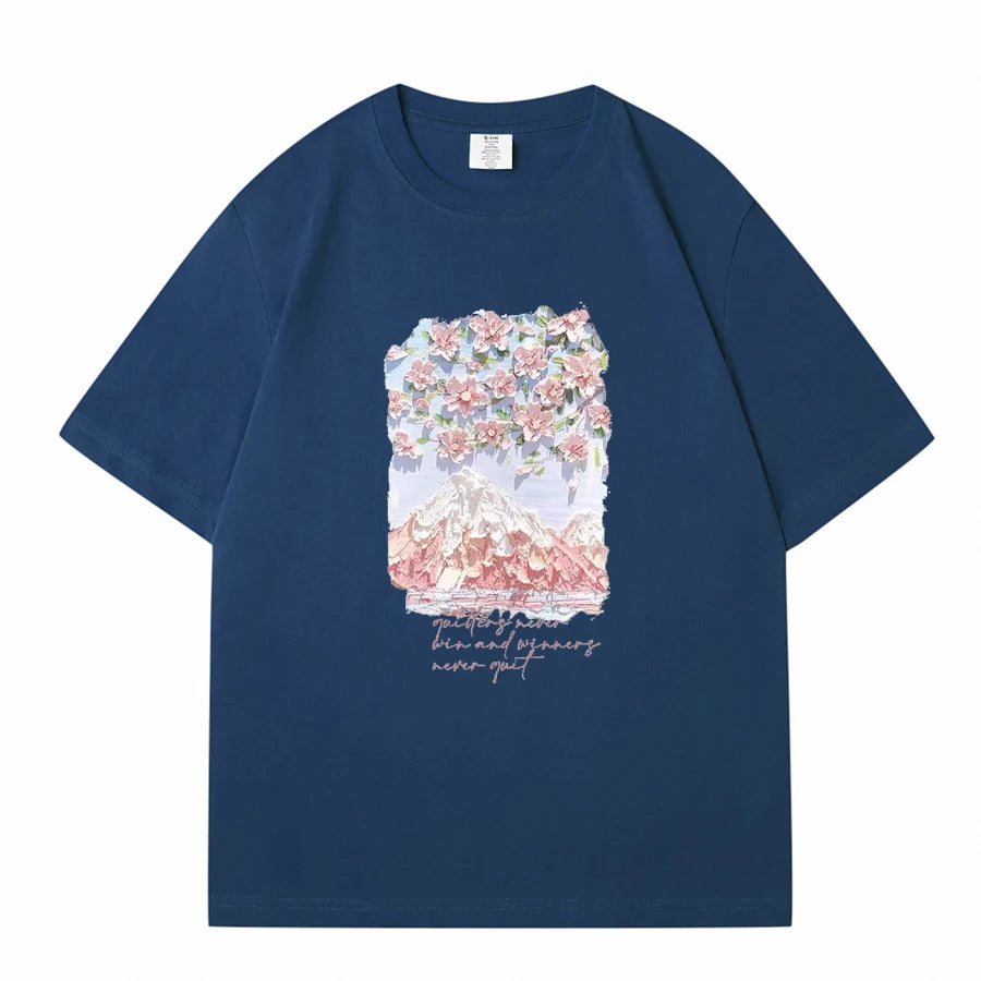 WAVLATII Damen-T-Shirts aus 100 % Baumwolle, Sommer-T-Shirts für Damen, Lavendel, Streetwear, bedruckte T-Shirts, grün, lässig, kurzärmelig, WT2328