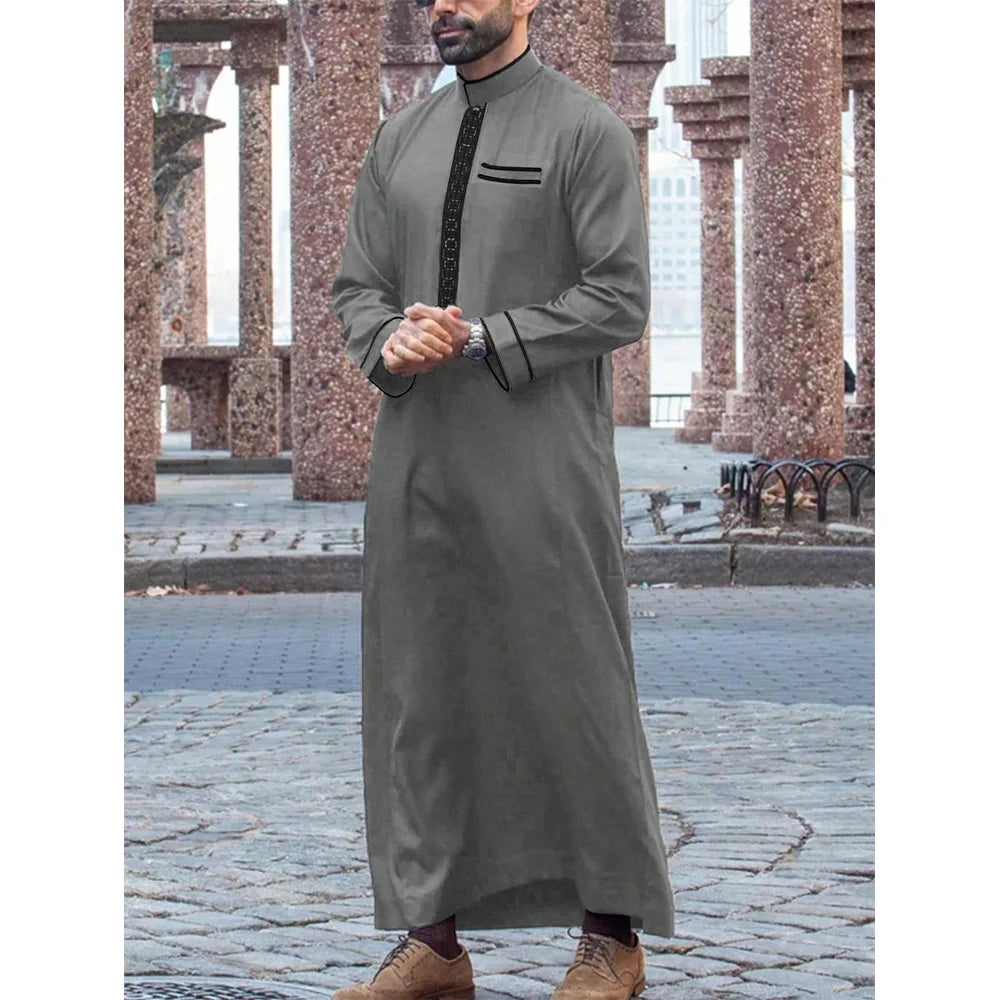 Neue Muslimische Traditionelle männer Robe Multi farbige Elegante Ethnische Stickerei männer Robe Einfache Casual Lose Robe