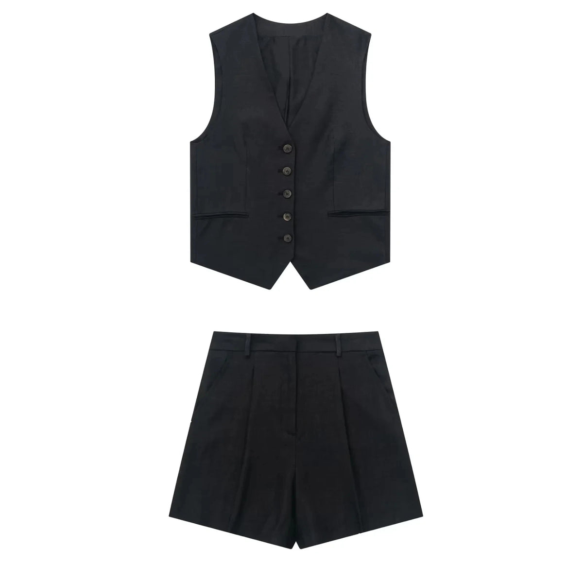 HH 2024 Frauen Mode Rote Weste Shorts Sets Einreiher V-ausschnitt Westen Tops Zipper Fly Hose Frau Sommer Casual solide Anzug