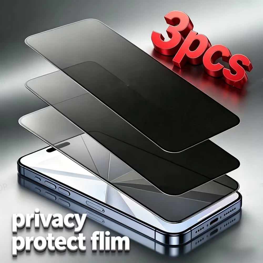 1/3 Stück Vollständiger Sichtschutz-Displayschutz für iPhone 18 Pro 17 16 15 14 Pro Air 11 Pro Max Gehärtetes Glas für iPhone 13 12 6 XR