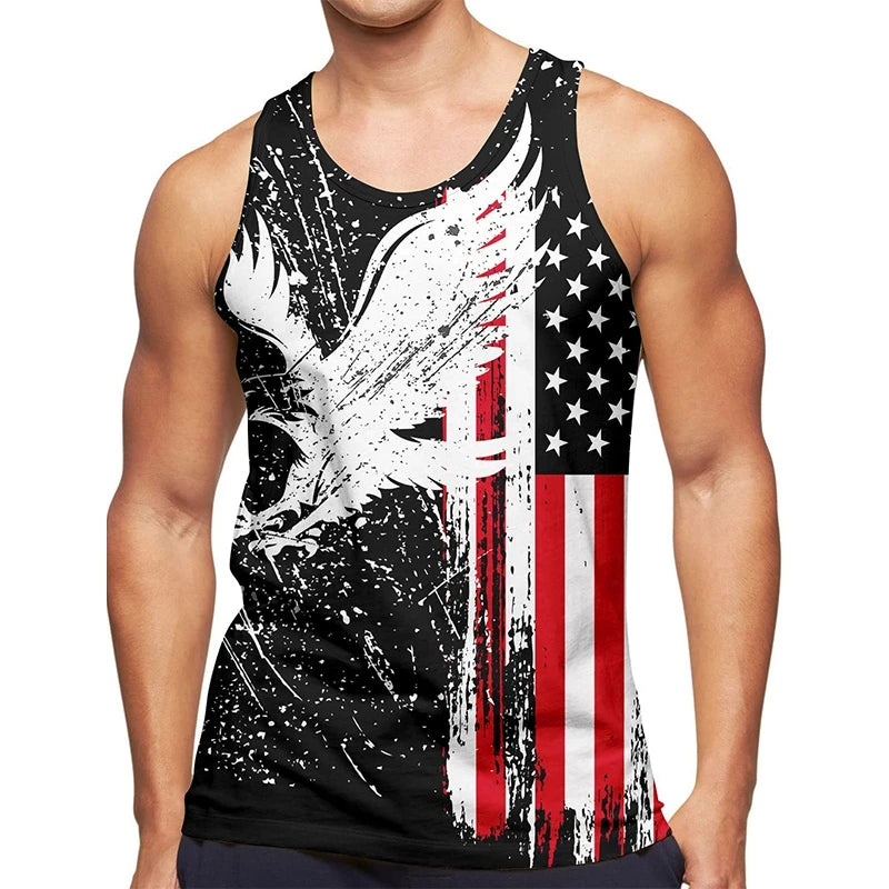 American Eagle USA Flagge Grafik Tank Top Gym Tops Herren 3D-Druck Streetwear Freizeit weste schnell trocknen ärmellose T-Shirt Tops 6xl