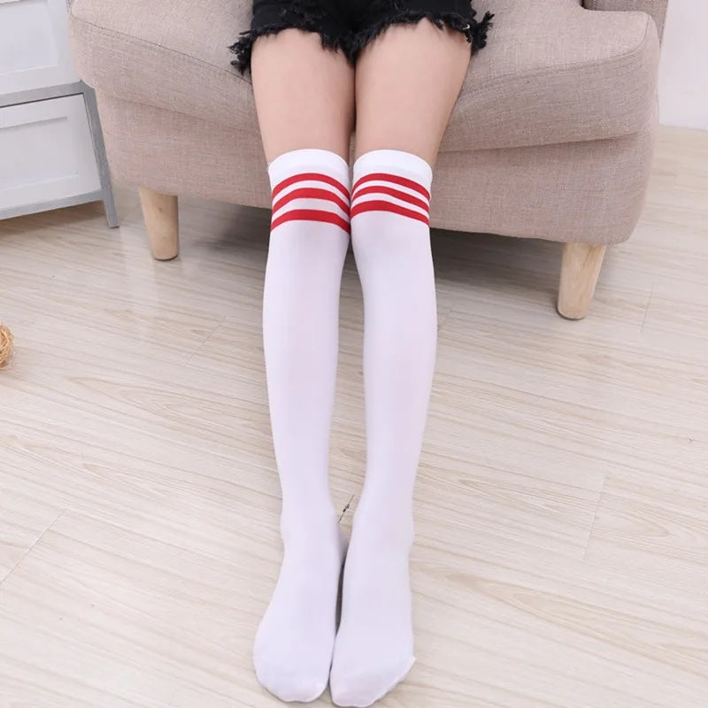 Solide Farben Gestrickte Sexy Strumpf Frauen Warme Oberschenkel Hoch Über Den Knie Socken Mode Damen Strümpfe