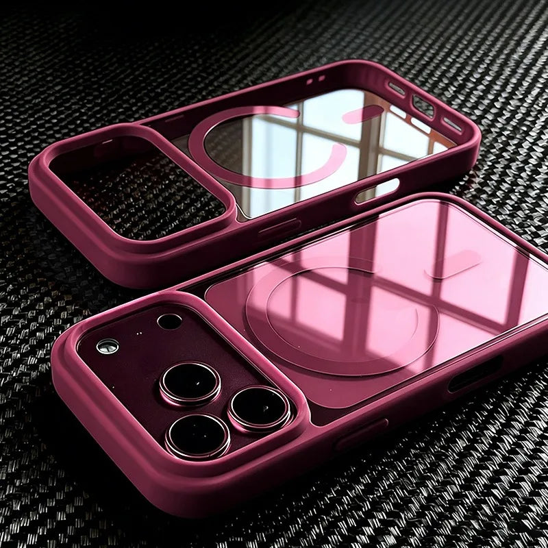 Anti-Vergilbungs-Matte Transparente Handyhülle für iPhone 17 16 15 14 13 Pro Max Plus für MagSafe Magnetische Klare Schutzhülle