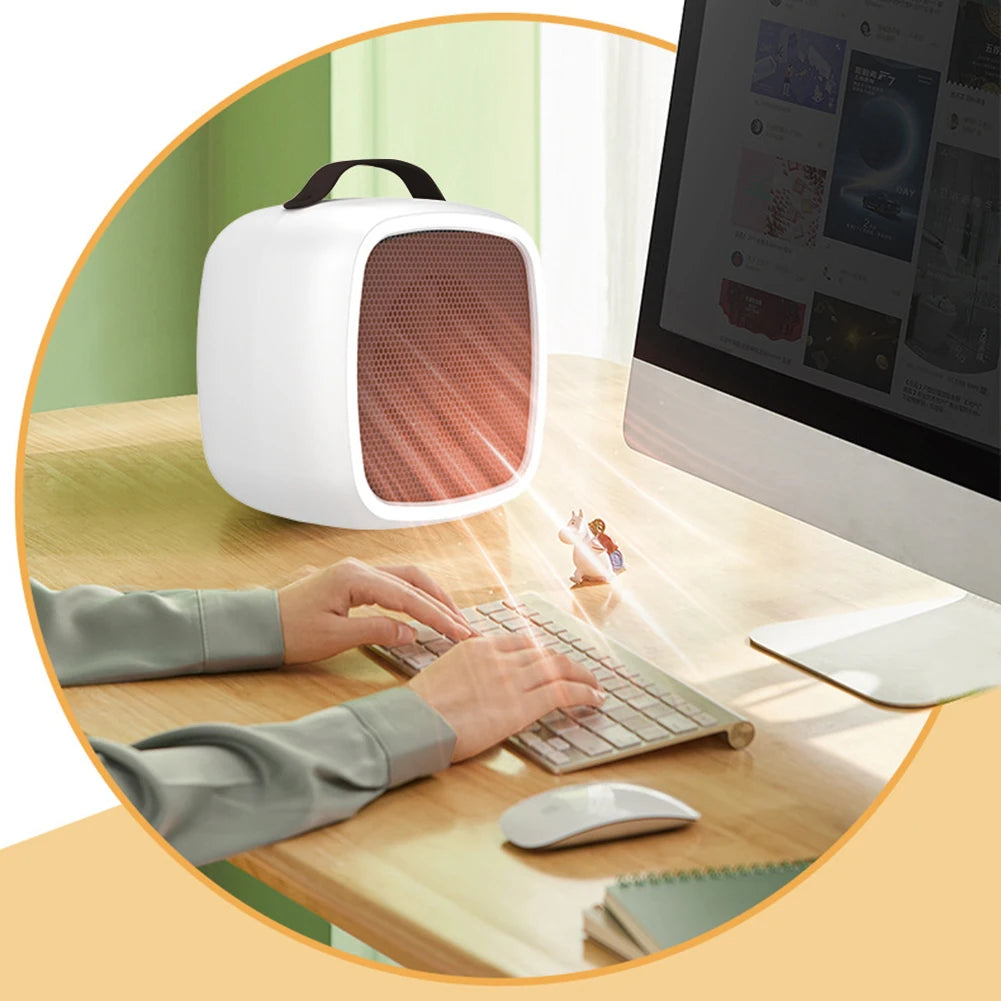 Tragbare Mini-Heizungen für den Haushalt, Desktop-Stummschaltung, schnelle Erwärmung, Wärmerventilator, 500 W, PTC-Keramik-Warmluftheizungen für Innenbüro, Winter