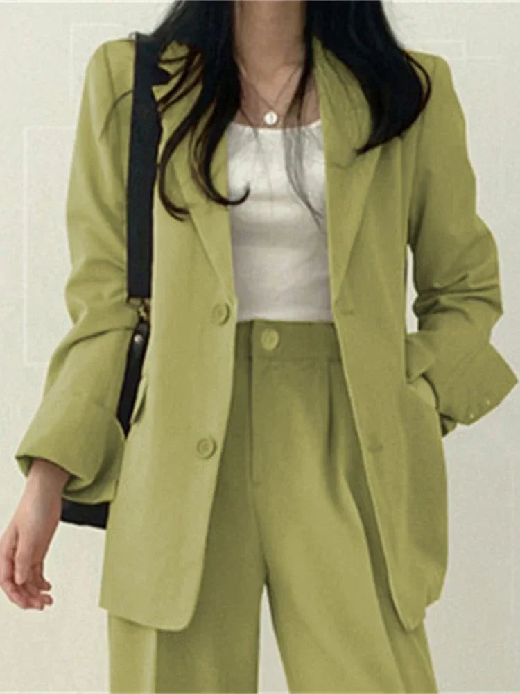 Frühling Herbst Neu in Koreanischer Mode 2-Teilige Sets Damen Outfits Hosen-Sets Eleganter Anzug Mantel 2-Teilige Sets Damen Jacke