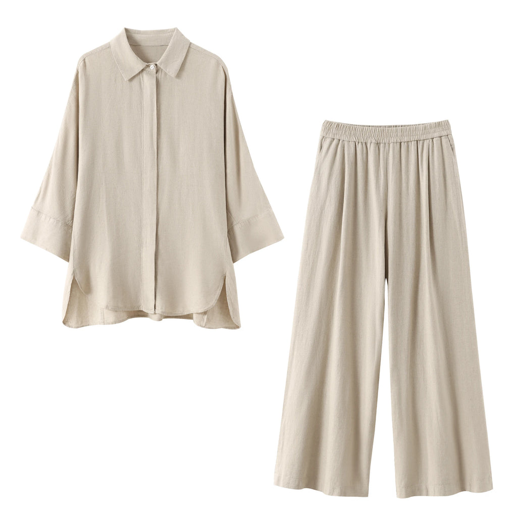 HH Frauen Mode Bluse Hosenanzug Einreiher Langarm Revers Shirts Elastische Taille Hose Solide High Street Outfit