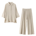 HH Frauen Mode Bluse Hosenanzug Einreiher Langarm Revers Shirts Elastische Taille Hose Solide High Street Outfit