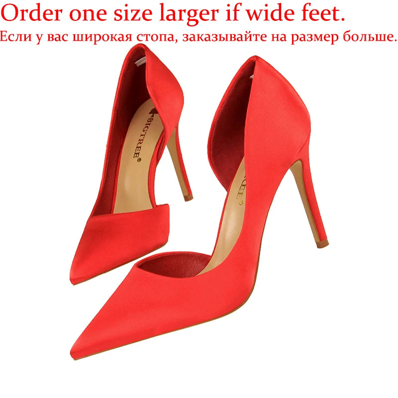 Damen Glamouröse Blaue 9,5cm Hohe Absätze Pumps Modische Satin Spitze Schuhe Elegante Trendige Abend-Bankett-Kleiderschuhe