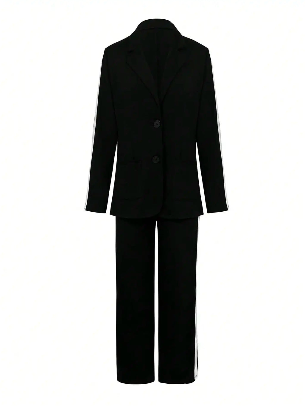 1 Set Damen-Komfortanzug, zweiteilig, mit Reverskragen, lässig, gestreift, Büro-Hose mit weitem Bein, lang, stilvoll, elegant, für den Alltag
