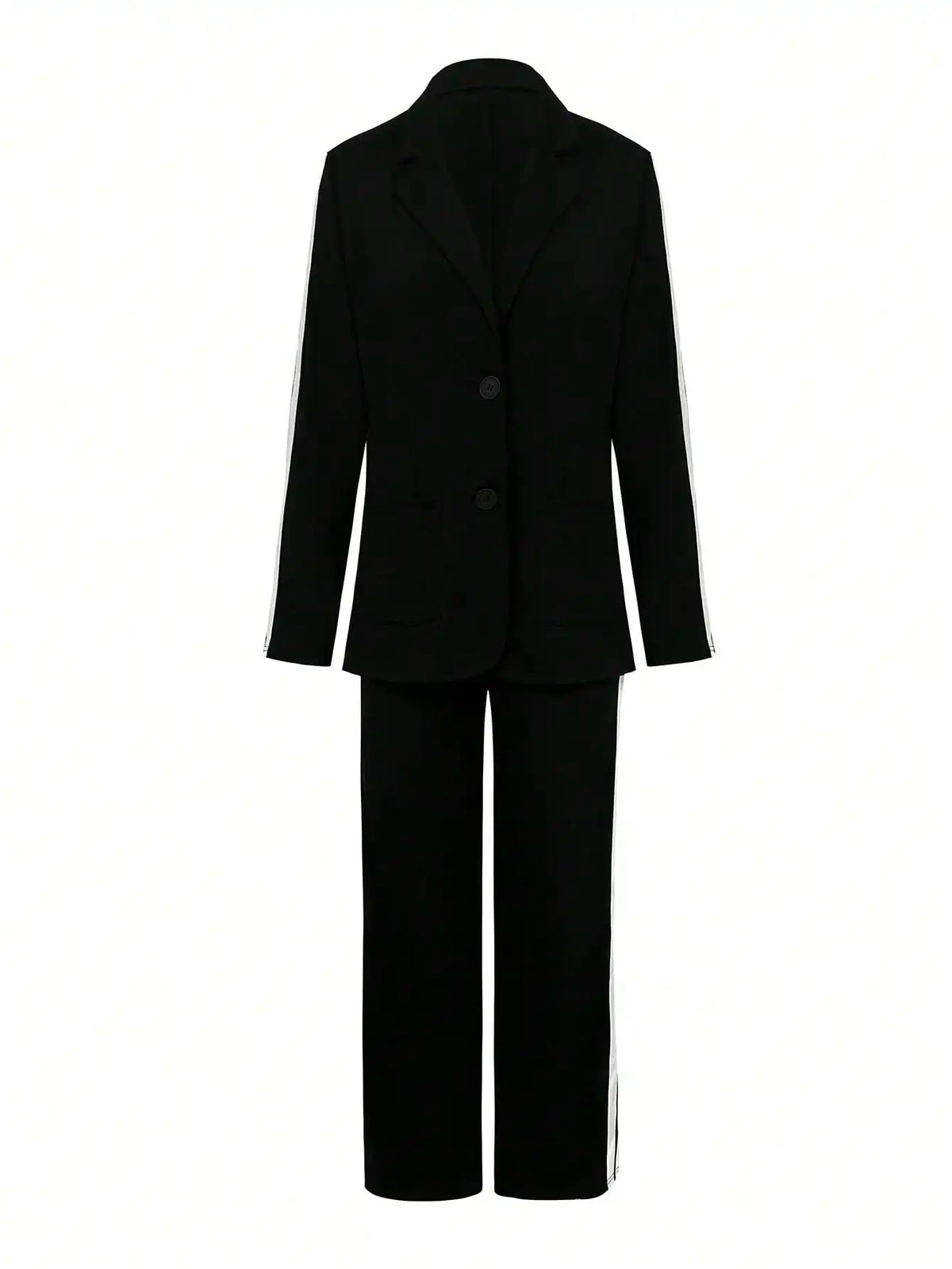 1 Set Damen-Komfortanzug, zweiteilig, mit Reverskragen, lässig, gestreift, Büro-Hose mit weitem Bein, lang, stilvoll, elegant, für den Alltag