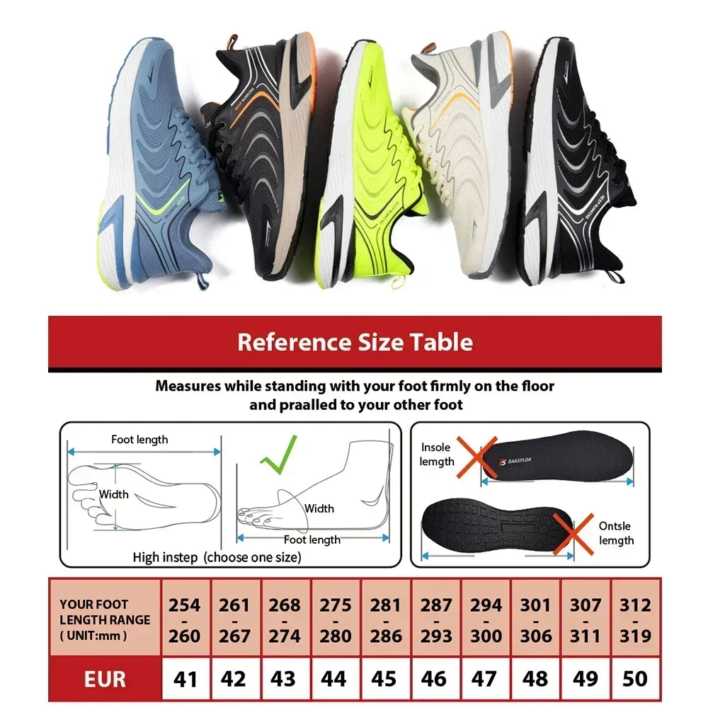 Baasploa Herren-Laufschuhe, neue leichte Mesh-Sportschuhe, atmungsaktiv, modisch, bequem, Freizeitschuhe, rutschfest, zum Gehen