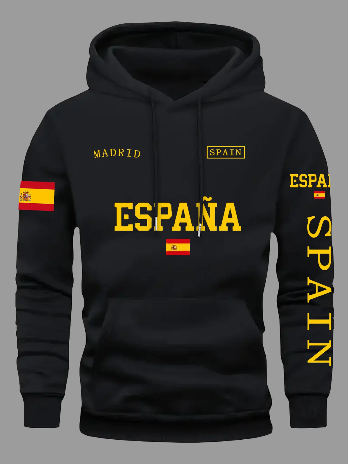 Kapuzenpullover mit spanischer Flagge, Grafikdruck, für Herren und Damen, Herbst und Winter, für den Alltag, Outdoor, Urlaub, Fitness, lässig, locker, warm, Sportbekleidung