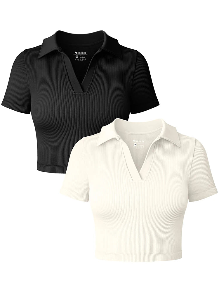 Damen-T-Shirt, sexy, kurzärmeliges Poloshirt, lässig, Sport, Tennisshirt, eng anliegend, Fitness, Yoga, Top, Damen-Top