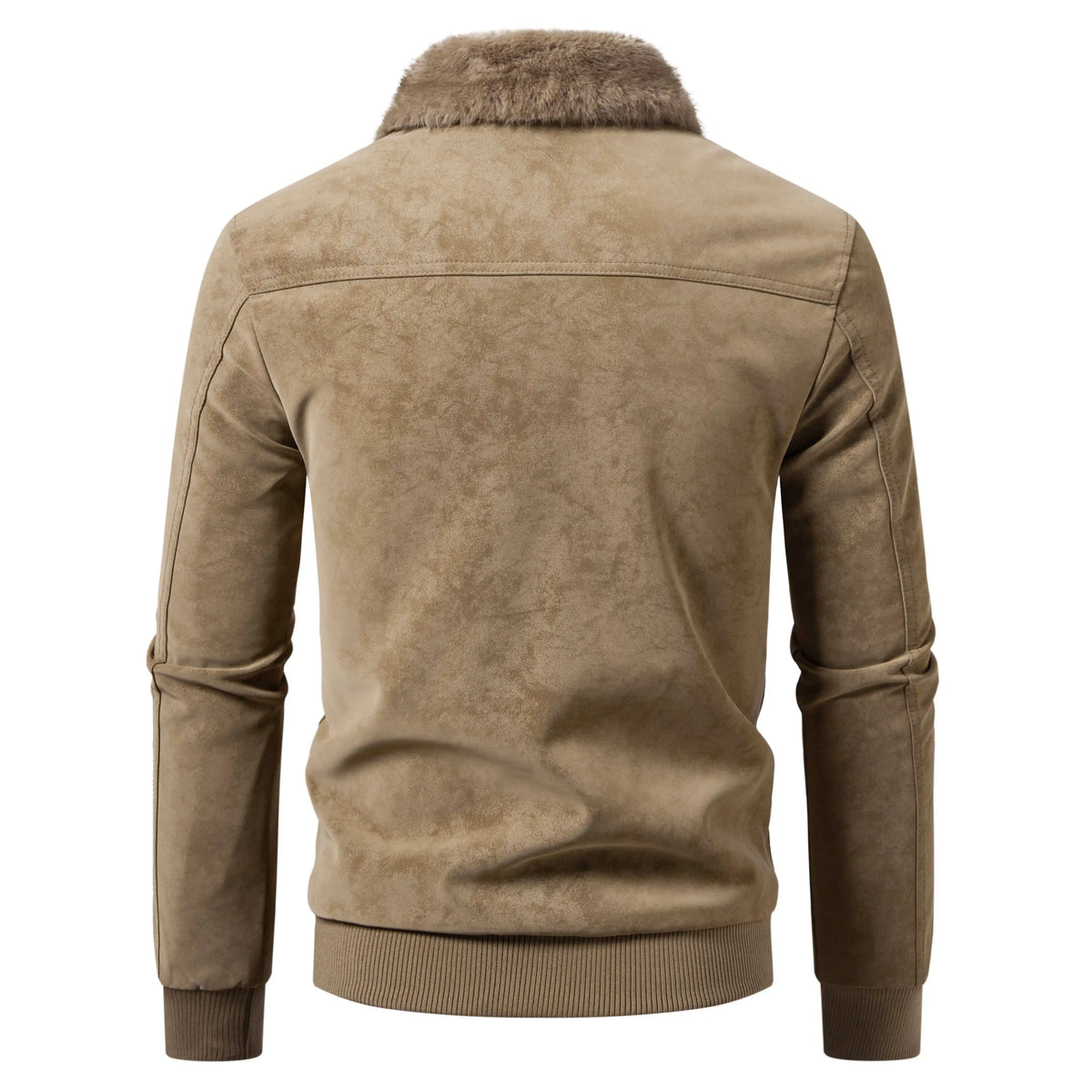 Herren-Jacke mit dickem Kunstfellkragen, warmes Plüschfutter, stilvolle Oberbekleidung, lässiger Pendler-Mantel für Herbst und Winter