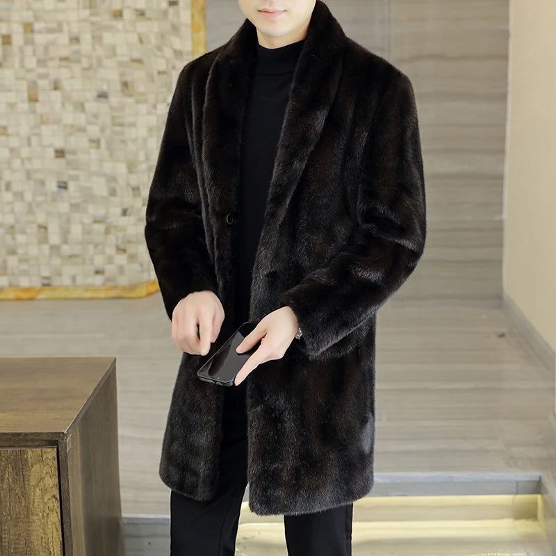 Hohe Qualität Mode Hübsche doppelseitige Tragen Pelz Ein Dicken Winter Anzug Kragen Trenchcoat Gold Nerz Pelz männer top Taste