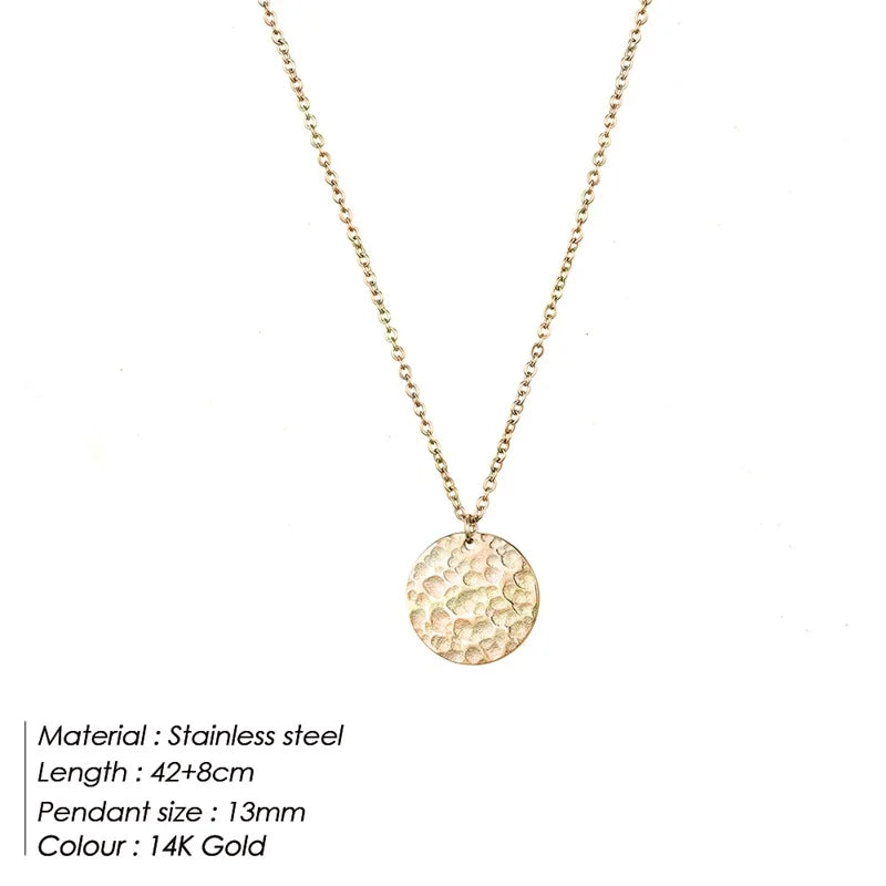 EManco Damen Einfache Runde Anhänger-Halskette Edelstahl Schlüsselbein-Kette Lange Kette Modeschmuck Statement Geschenk für Mädchen