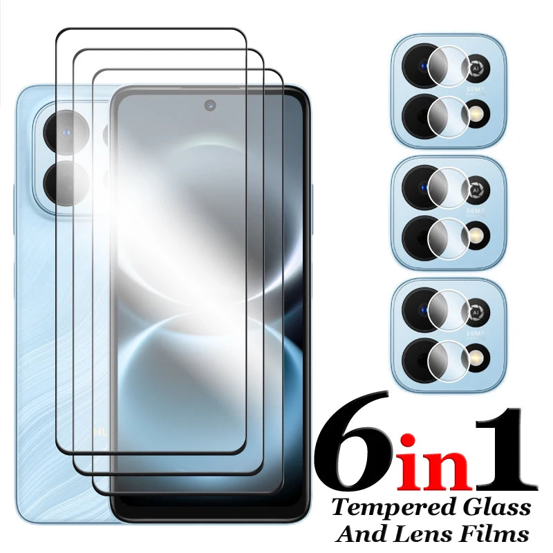 6in1 für Huawei Nova Y74 Glas für Huawei Nova Y73 Y74 gehärtetes Glas 2.5D Full Cover Displayschutzfolie für Nova Y74 Objektivfolie