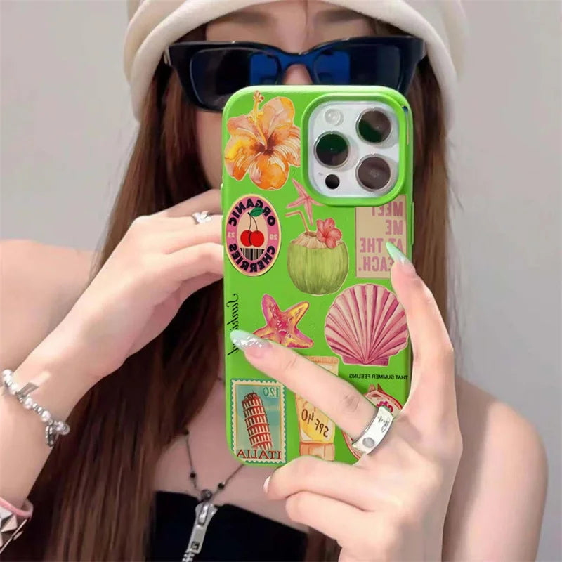 Handyhülle mit Kokosnuss-Blumenmuster für iPhone 17 16 15 14 Pro 13 12 11 Max Plus XR X XS 17 Air 16E, stoßfeste, weiche Silikonhülle