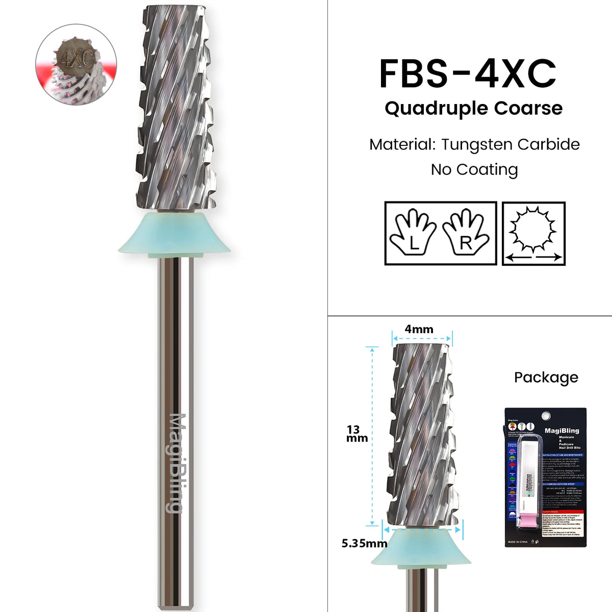 MagiBling Hartmetall Nagel Bohrer Bits Kreuz Cut Konische Barrel Rechts Links Hand Acryl Cutter Gel Entfernung Maniküre Werkzeug 3/32'' 16mm