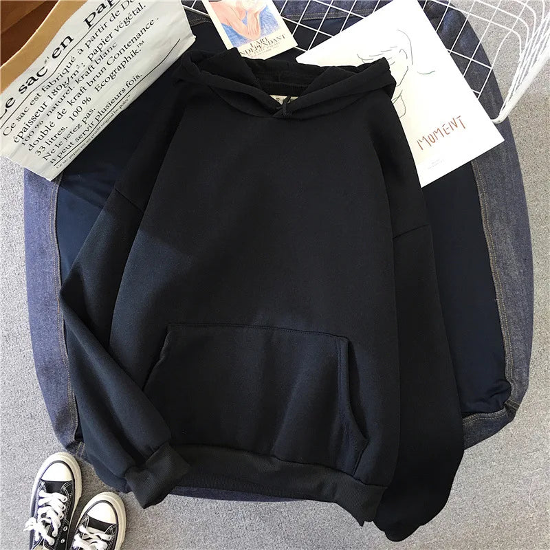 Frauen Casual Drucken Lose Hoodies Frühling Langarm Mit Kapuze Sweatshirt Harajuku Einfache Tops Faul Stil Pullover 2023 Streetwear