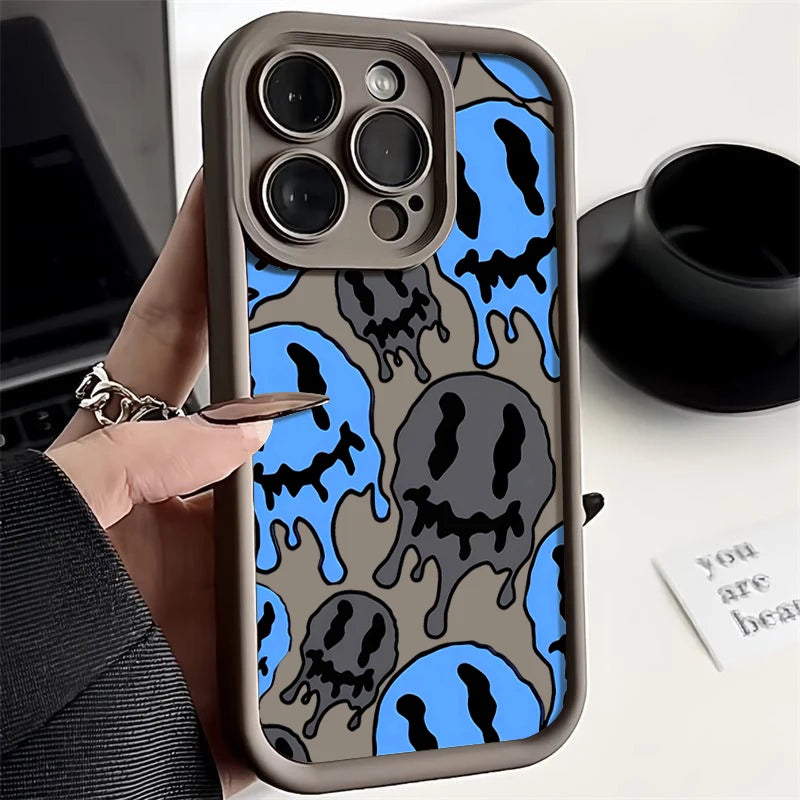 Geister-Skelett-gemusterte TPU-Softhülle für iPhone 15 16 14 Pro Max 13 12 11 Pro Max 16e stoßfeste Stoßstange Silikon-Telefonabdeckung