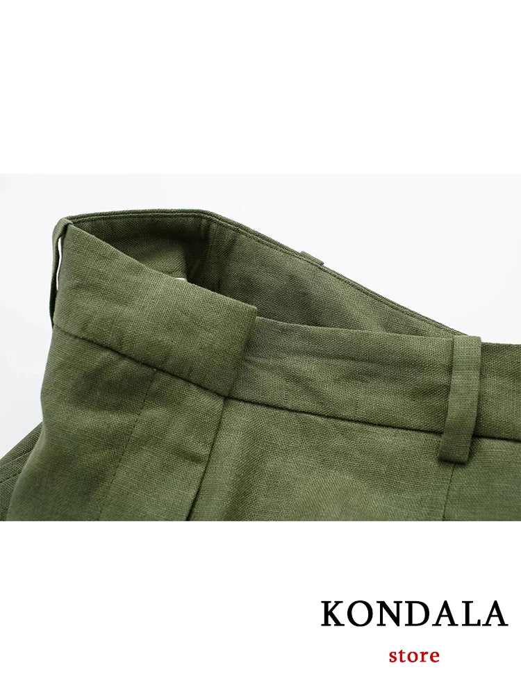 KONDALA Büro Dame Sommer 2023 Anzüge Frauen V-ausschnitt Single Button Ärmellose Blazer + Hohe Taille Breite Bein Shorts stilvolle Frauen Sets