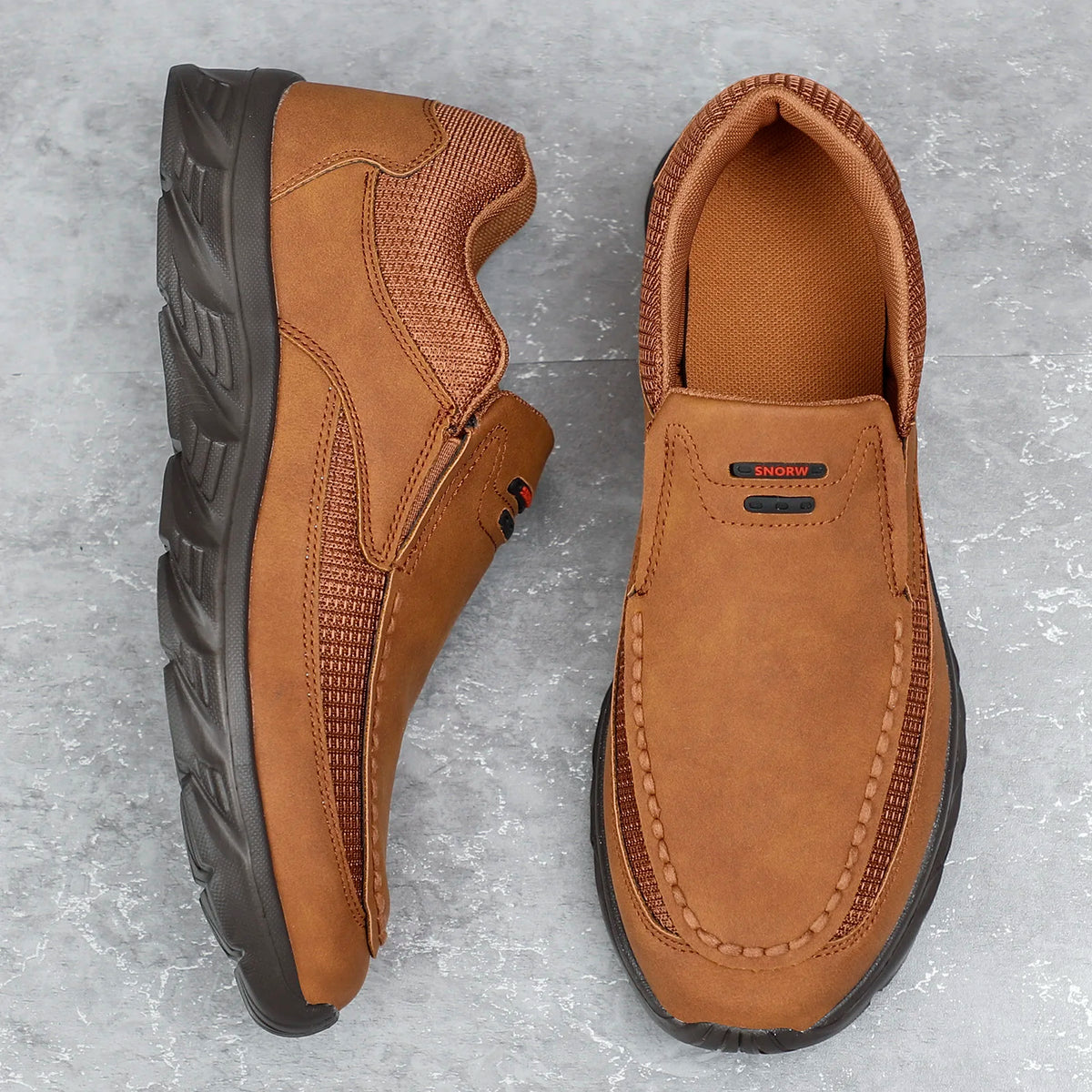 Leder-Herren-Loafer, bequeme, atmungsaktive Herren-Freizeitschuhe, Slip-on-Bootsschuhe, leichte, rutschfeste Herren-Wanderschuhe