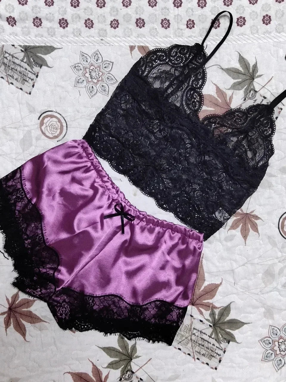 Nachtwäsche Damen sexy Pyjamas Set Spitze Nachthemd Dessous ärmellose V-Ausschnitt Tops und Shorts Sets Nachtwäsche Lounge wear