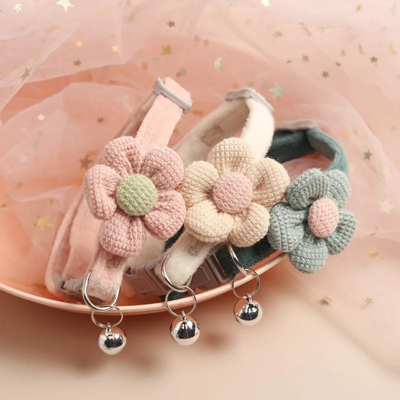 Katze Glocke Kragen bunte verstellbare Schweiß niedlichen Cartoon Haustier Halsband Sonne Blume Fliege weichen Polyester kleinen Hund Katze Halskette