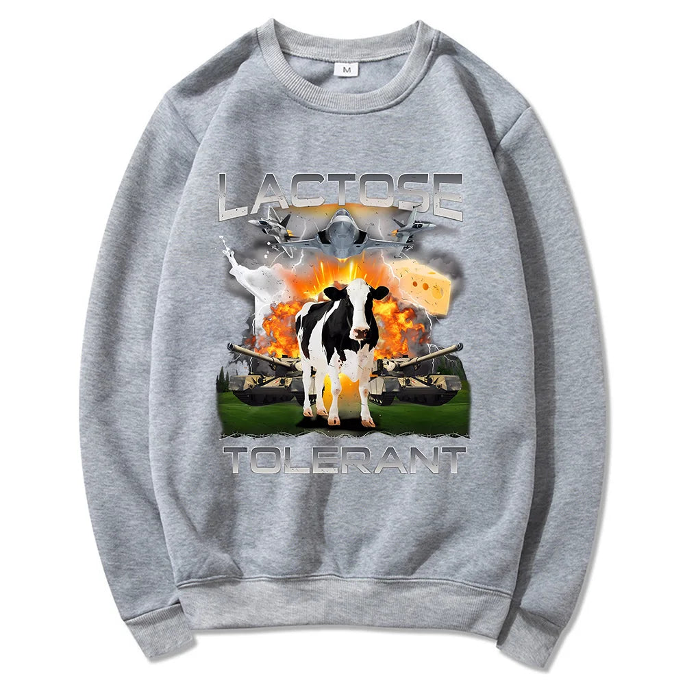 Lactose Tolerant Sweatshirt Lustiges Meme Milch Käse Diät Fitness Workout Hoodie Retro Milchkuh Lustige Kuh Halloween Trendige Sweatshirts