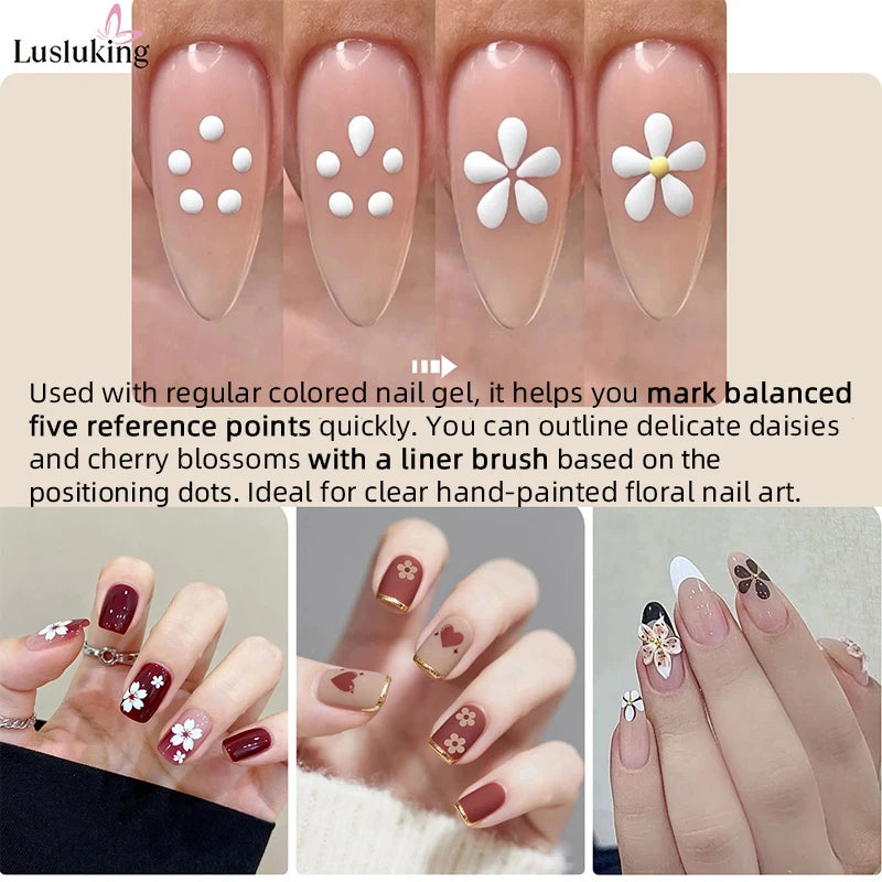 DIY Nail Art 5-Blütenblatt-Punktierwerkzeug, Blumenkreator, 1,8 mm feine Spitze, Strass-Pickers, Glitzergriff, Maniküre, Nagelwerkzeuge, Pinsel
