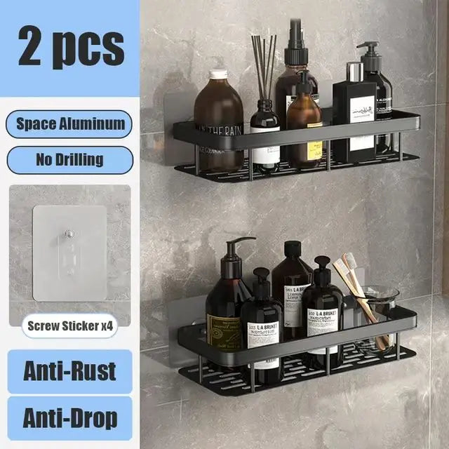 Bad Regal Kein Bohren Wand Montiert Shampoo Flasche Dusche Ecke Rack Wc Lagerung Rack Aluminium Bad Küche Zubehör