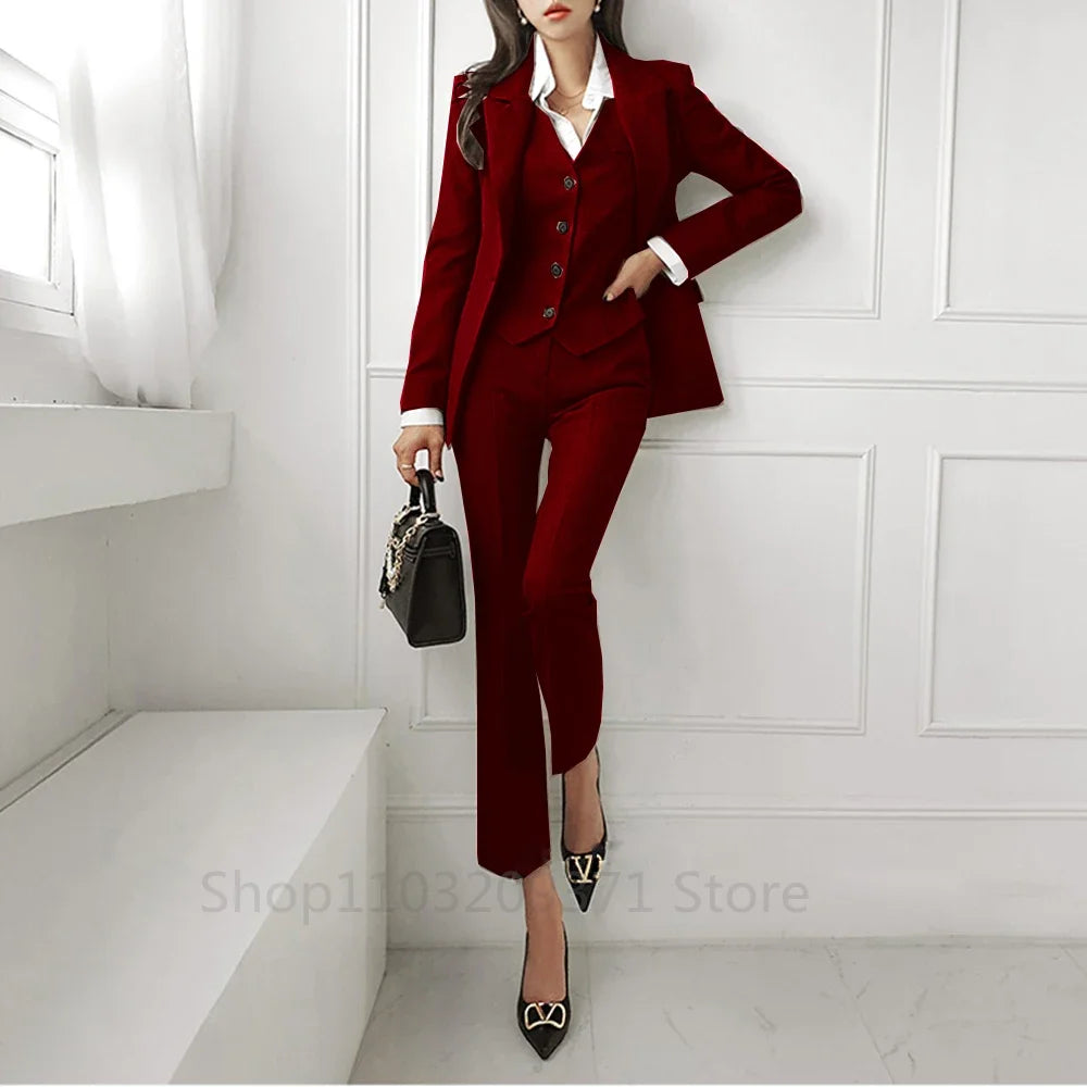 Damen 3-teiliger Anzug plus Größe einreihig benutzer definierte elegante Punkt Kragen Hochzeit Smoking Kleider für Abschluss ball Damen bekleidung