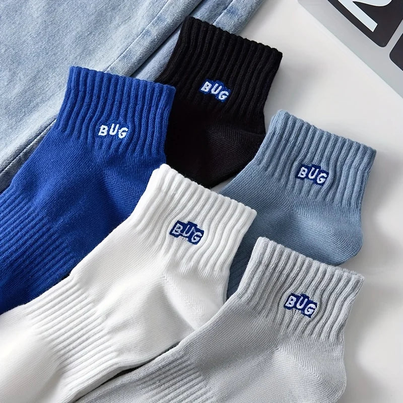 5 Paar Herren-Socken mit schlichtem, modischem Muster, geruchshemmend und schweißabsorbierend, niedrig geschnitten, bequeme, atmungsaktive Freizeitsocken für alle Jahreszeiten