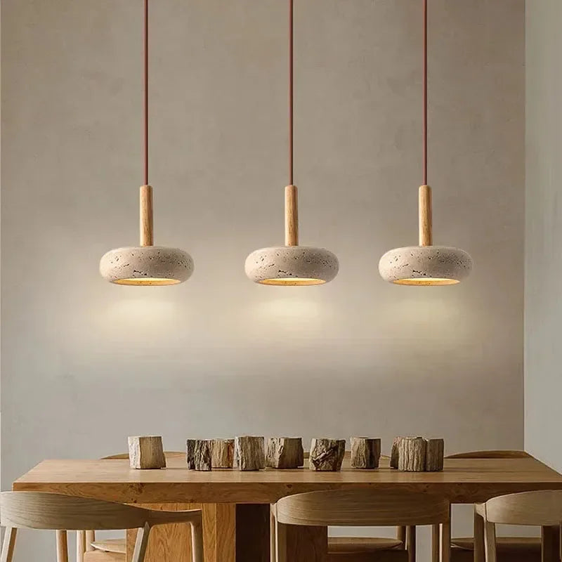 2024 neue, heiß verkaufte Pendelleuchten, Wabi Sabi, kreisförmiger gelber Stein, kommerzielle Heimdekoration, Restaurantzimmer, LED-Droplight