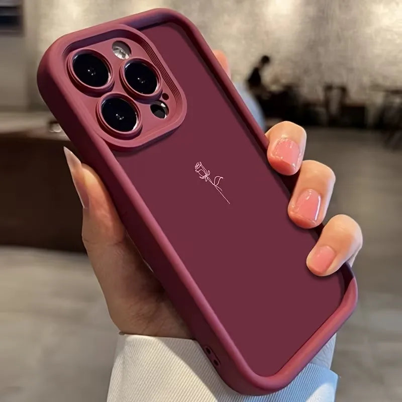 Für iPhone 17 16 Hüllen iPhone 15 Pro Max A Minimalist Rose Weinrot Handyhülle für iPhone Air 14 13 12 11 XS XR X 7 8 Plus Cover