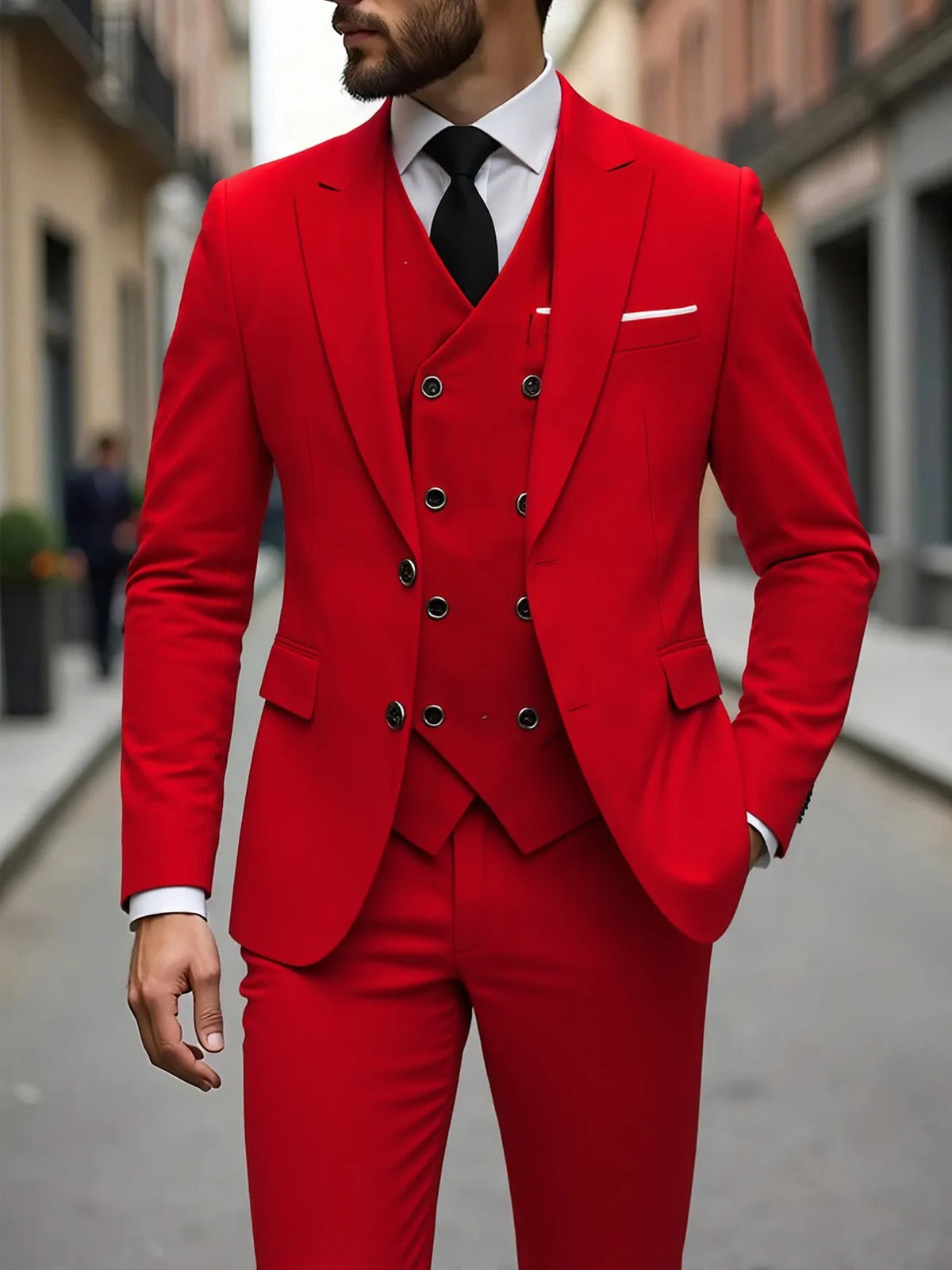 Klassische Hochzeitsanzüge Slim Fit für Bräutigam 3-teiliger Anzug für Trauzeugen Formelle Herrenanzüge für Geschäftsanlässe (Jacke+Weste+Hose)