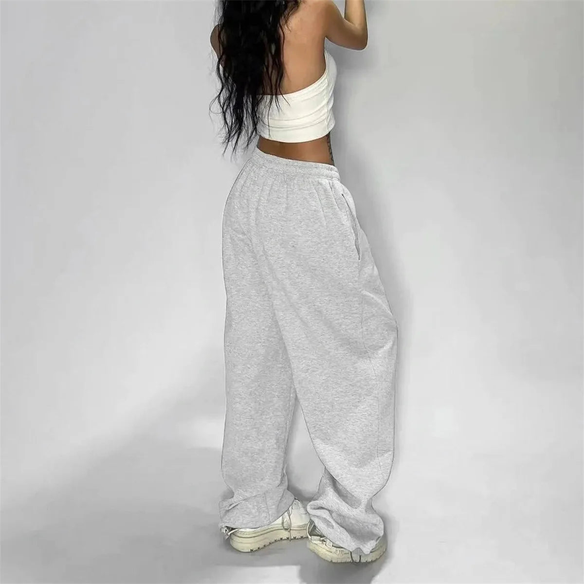 Casual Solide Jogginghose Für Frauen Hohe Taille Spitze Up Lose Jogger Hose Klassische Baggy Streetwear Weibliche Sport Tanz Hose Y2K
