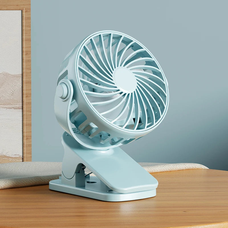 Leiser Mini-Clip-Ventilator, 720° drehbarer Kopf, USB-Aufladung, Nachtlampe, tragbarer Kühlventilator für Büro, Zuhause, Camping, Outdoor