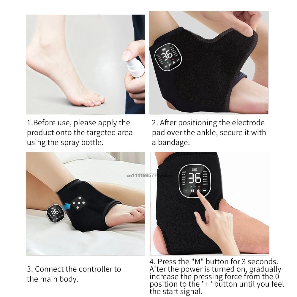 Intelligentes EMS Fuß- und Knöchelmassagegerät Rotlichttherapie Elektrisch Beheizte Vibration Schmerzlinderung Heizpad