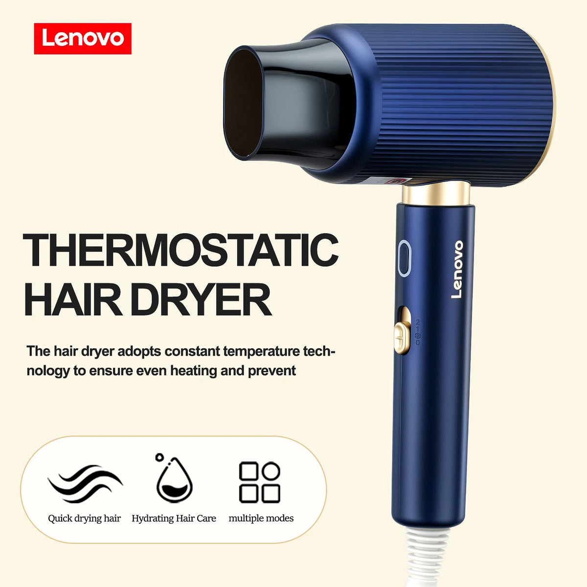 Lenovo C4 Hochgeschwindigkeits-Haartrockner, konstante Temperatur, Überhitzungsschutz, Haarpflege mit negativen Ionen, professionelle Haartrocknung, 220 V