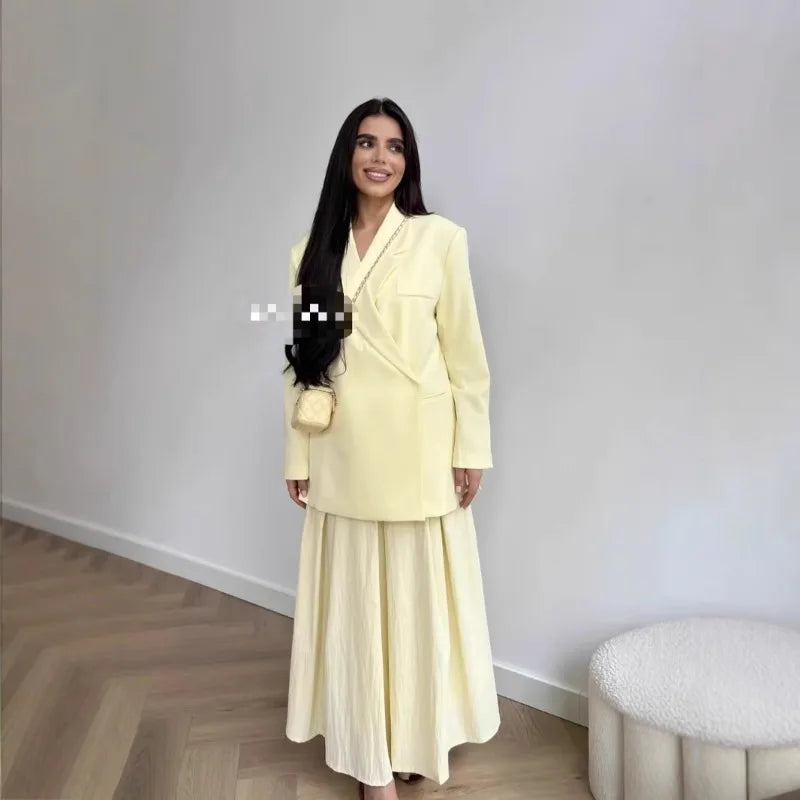 Damen Lockerer Blazer-Anzug Einfarbig Lässiger Umlegekragen Einknopf-Mantel Hochgeschnittene Shorts 2026 Sommer Herbst Formelle Neue Outfits